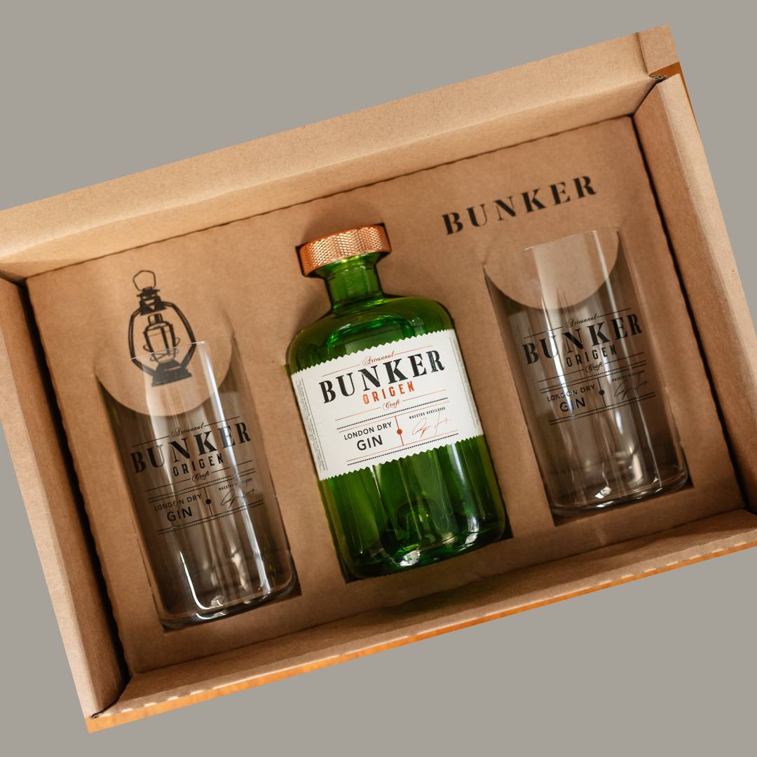 Estuche BUNKER ORIGEN + 2 vasos serigrafiados